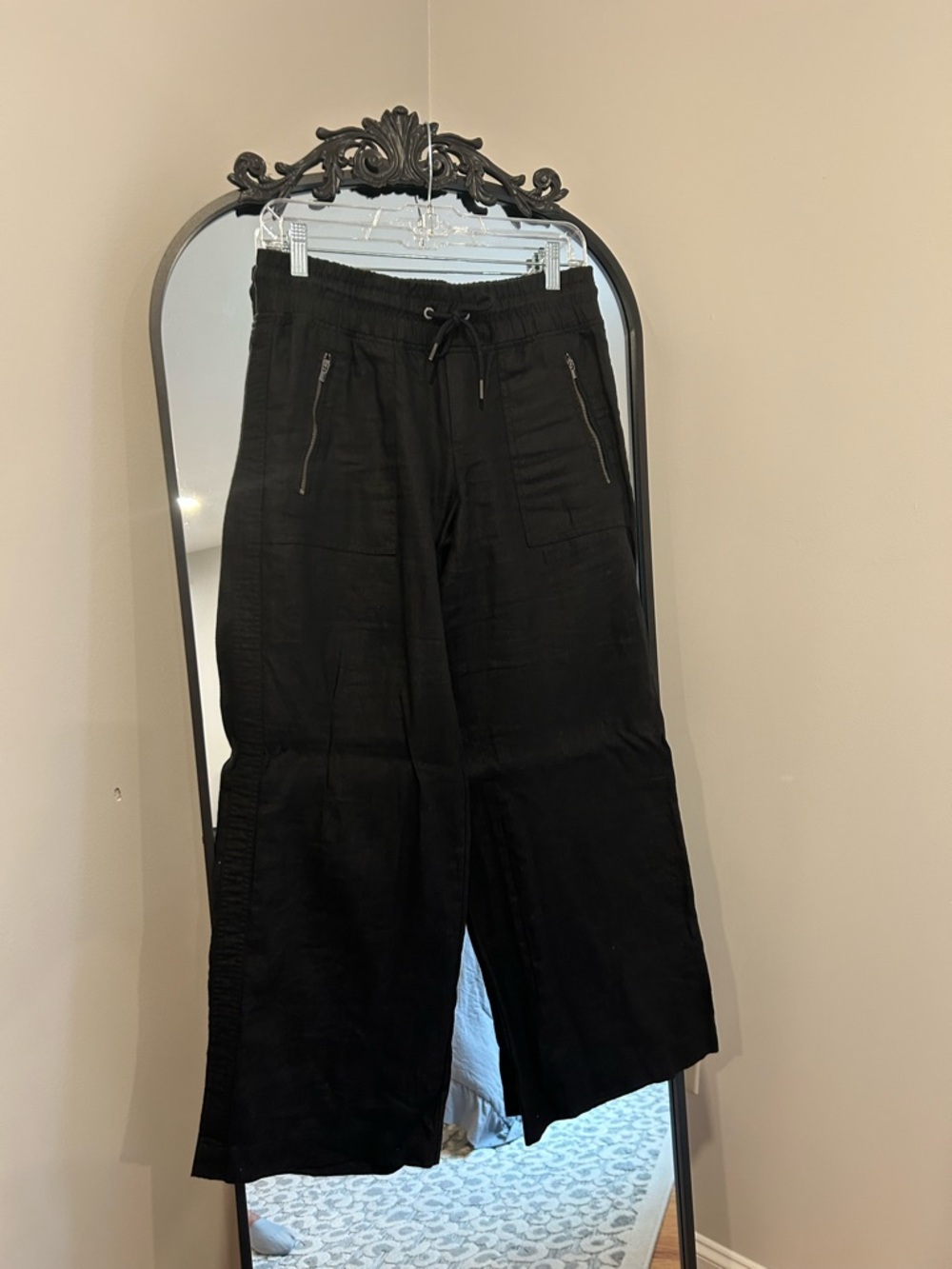 Athleta Black Linen Wide-Leg Pants 4P